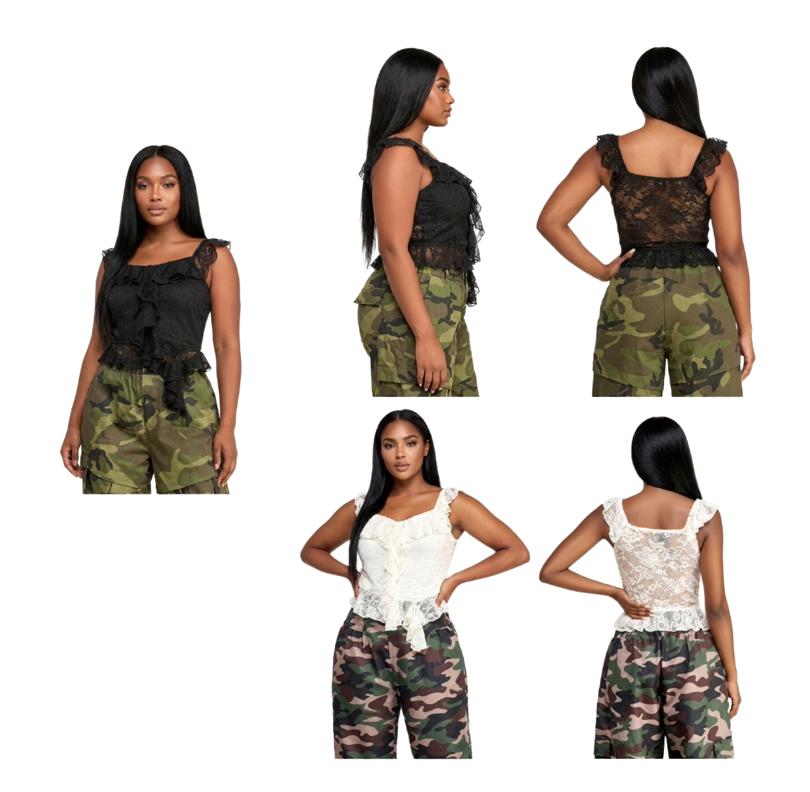 “Lace & Luxe” Ruffle Top