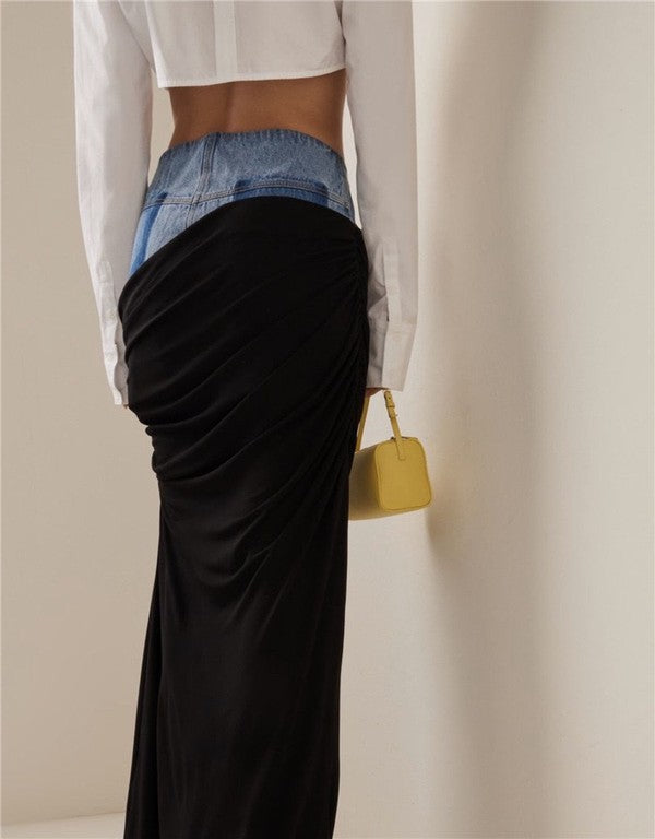 "Crescent" Denim Maxi Skirt