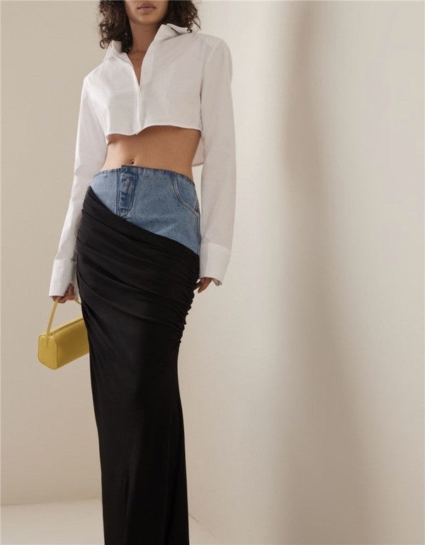 "Crescent" Denim Maxi Skirt