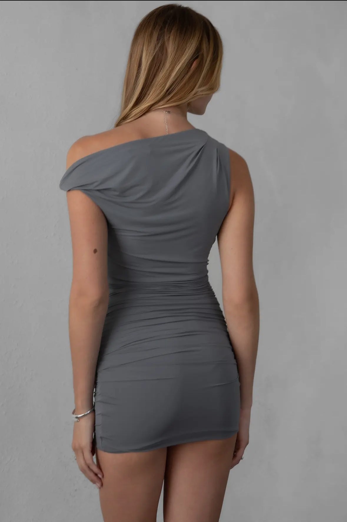 “Storm Curve” One-Shoulder Mini Dress