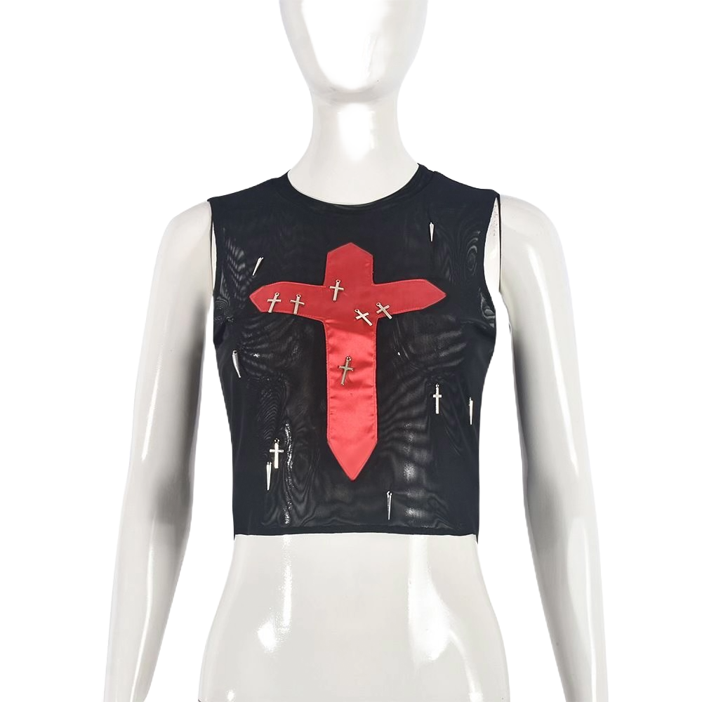 “Crossed Out” Mesh Top