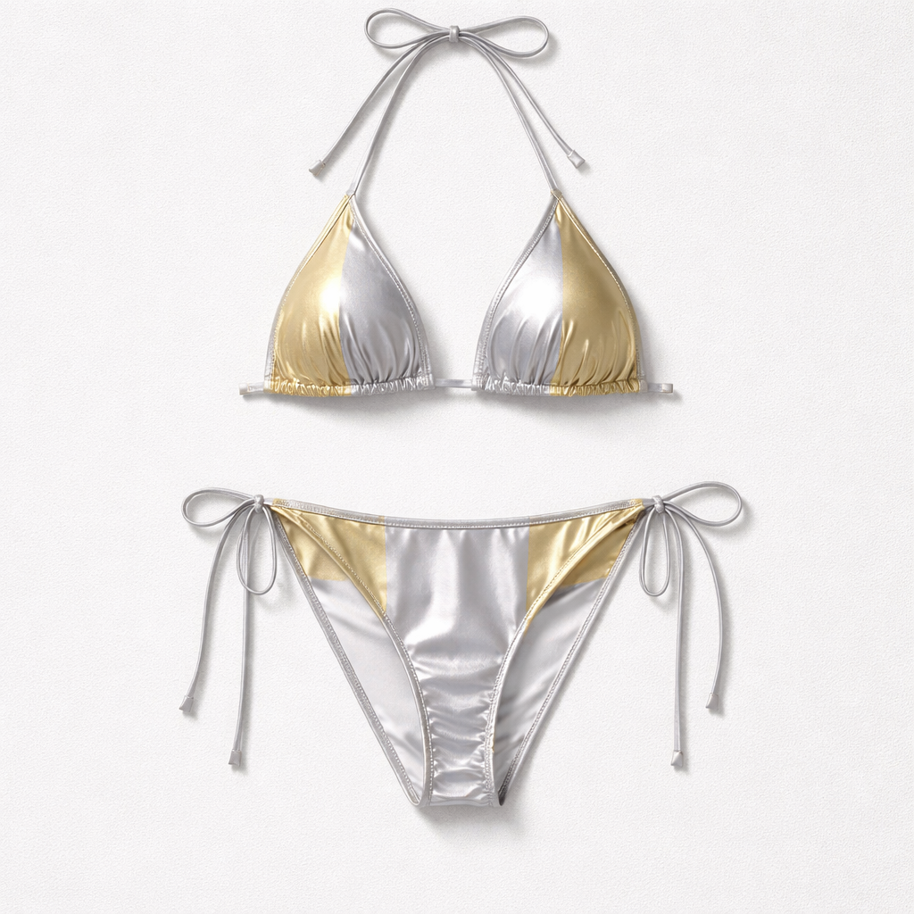 “Champagne Drip” Metallic Bikini