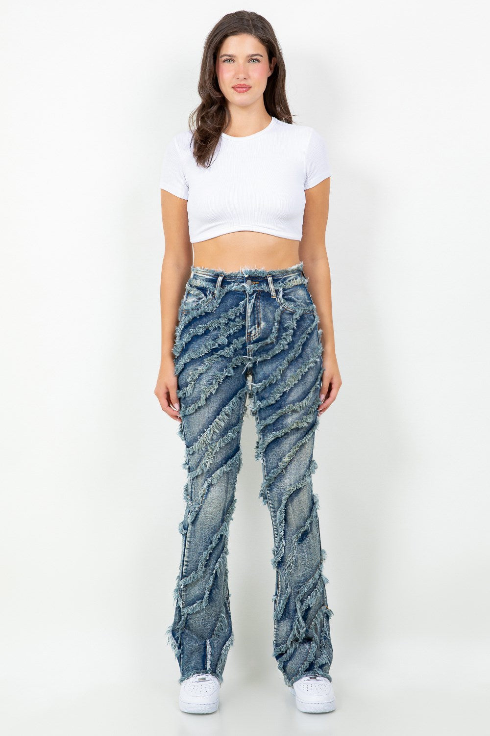 “Fray Play” Distressed Denim Jeans