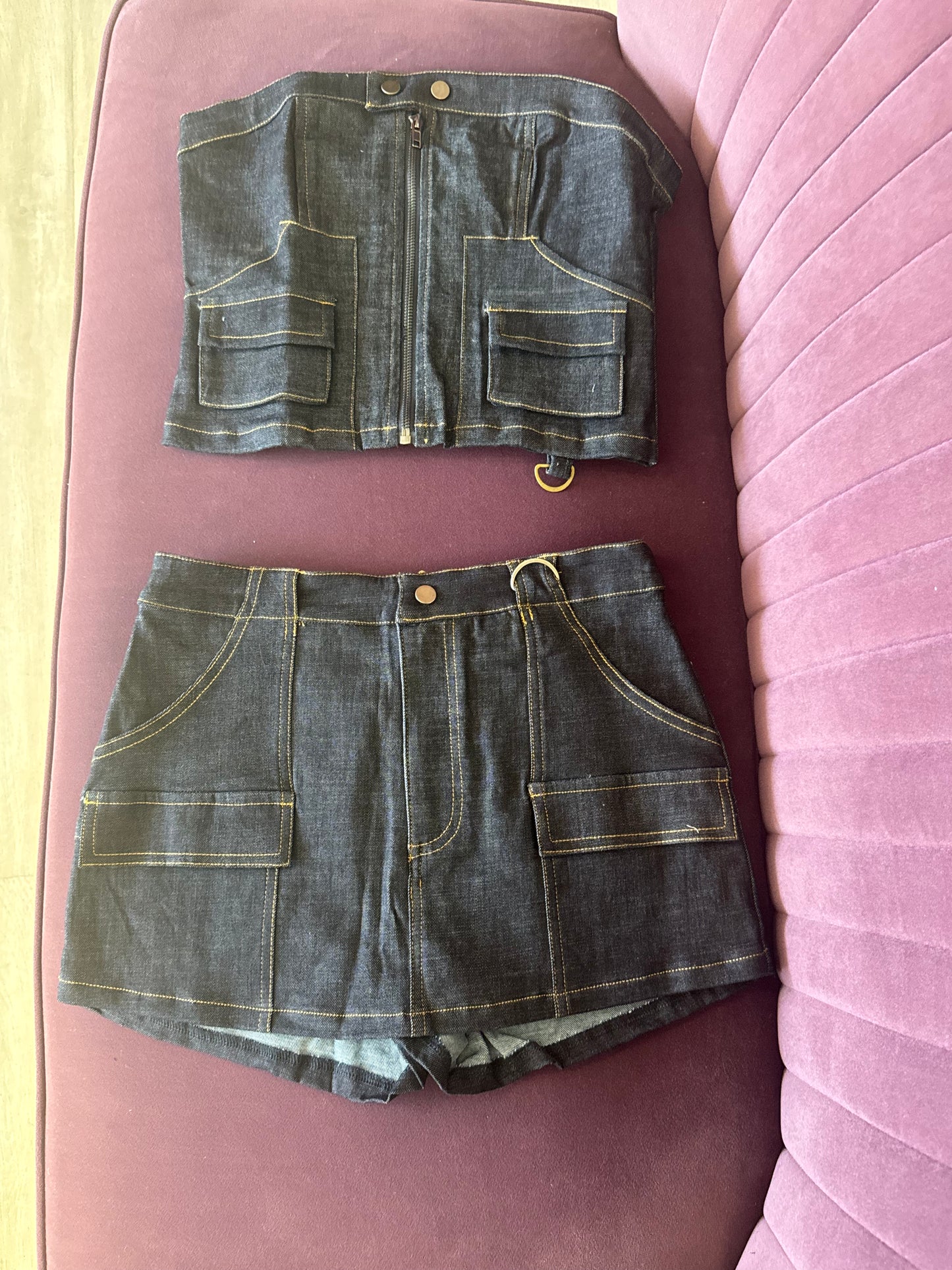 “Downtown Denim” Utility Skort Set