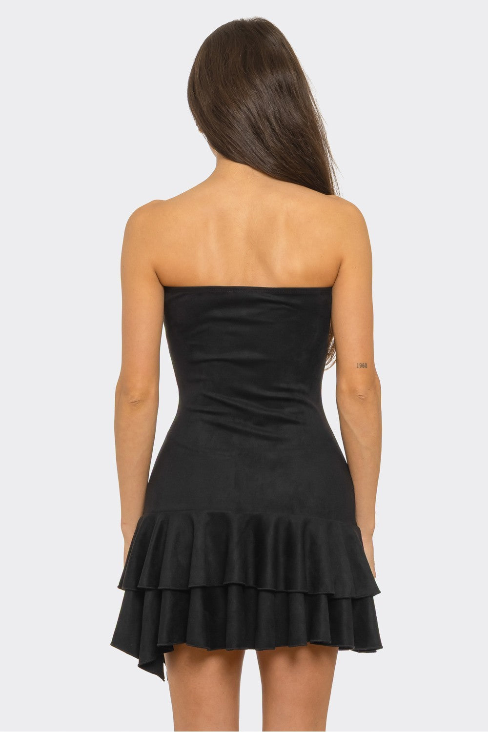 “Caramel Kiss” Suede Ruffle Mini Dress