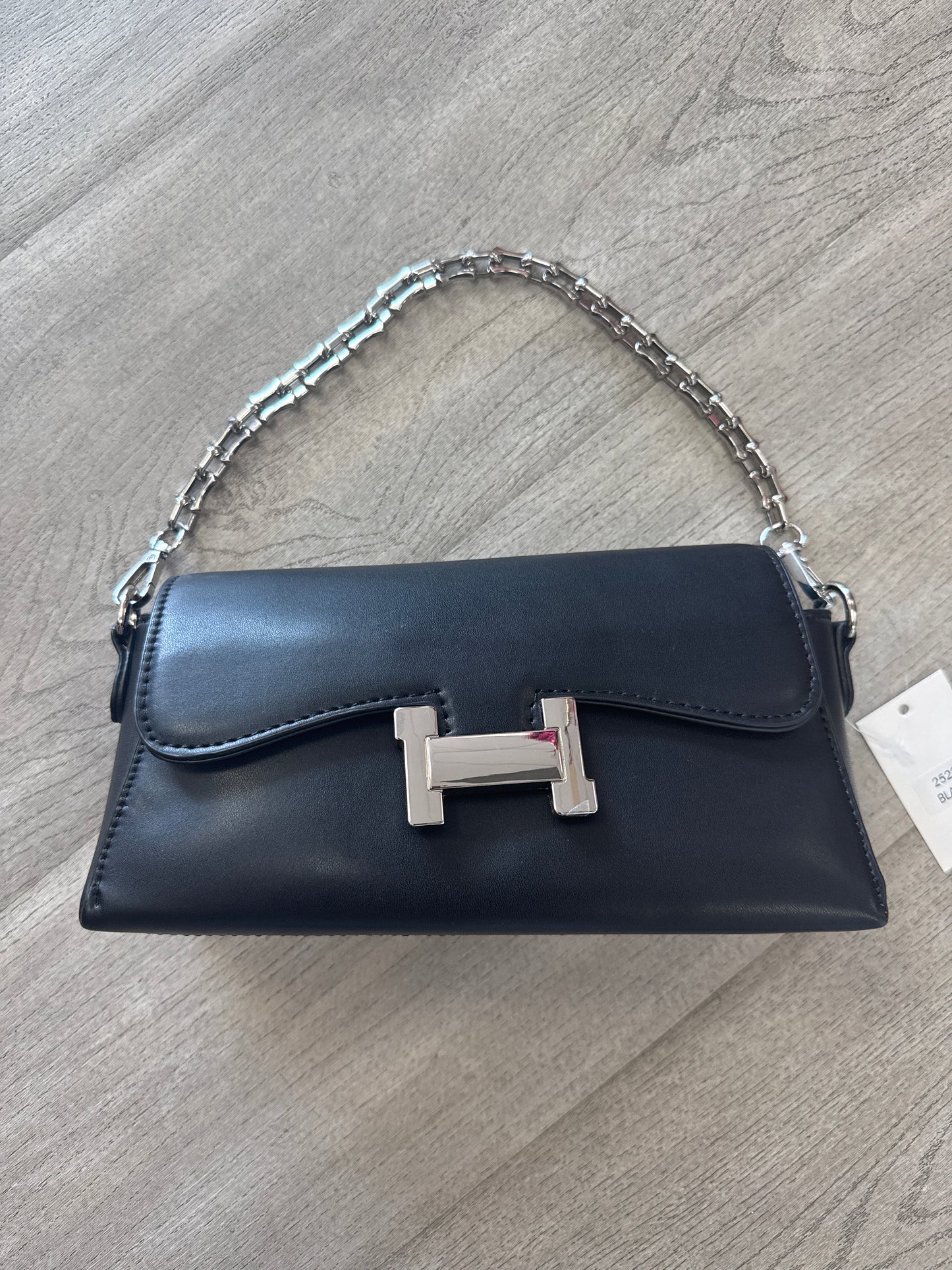 “Luxe “H” Clasp Chain Handle Shoulder Bag
