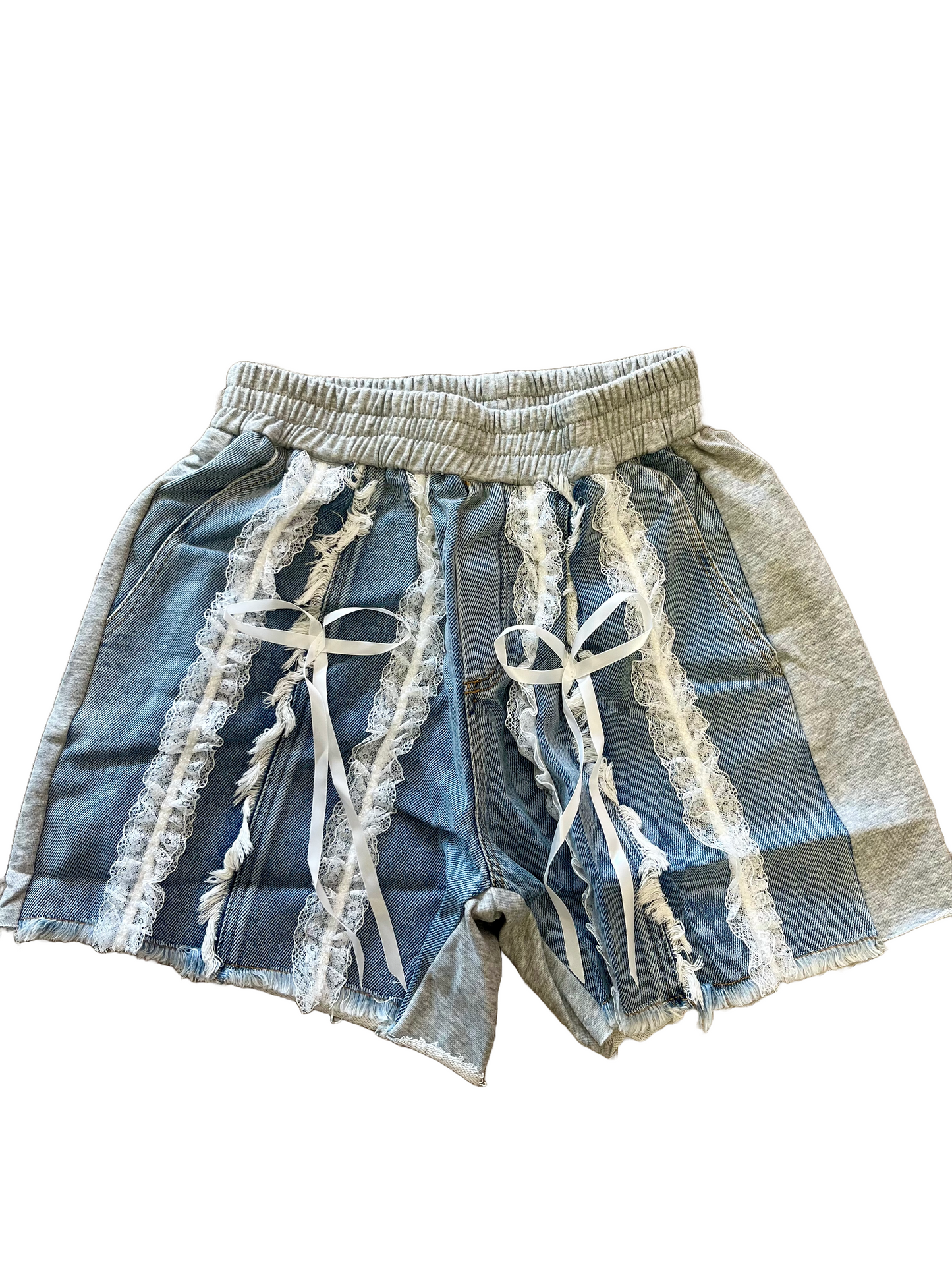 “Lace Me Up” Denim Lounge Shorts