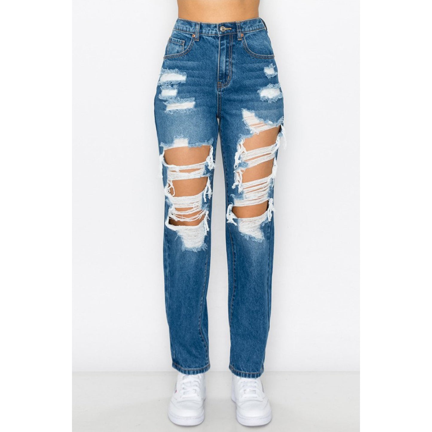 " Not Mom Jeans" Elastic Waistband Mom Jean