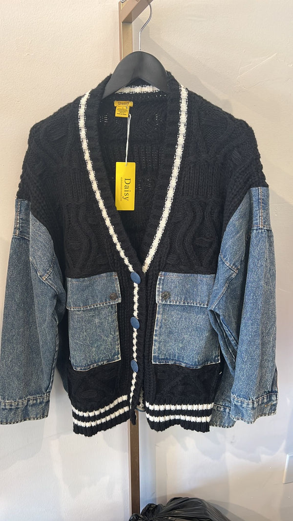 “Oversized” Denim Knit Cardigan