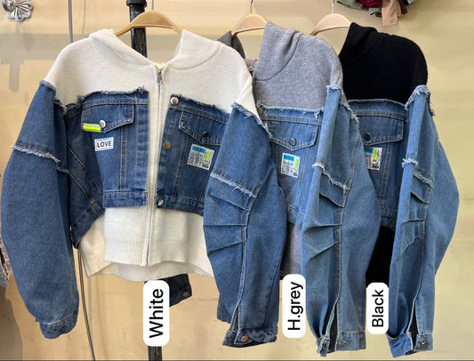 “Urban Patchwork” Denim Hoodie Jacket