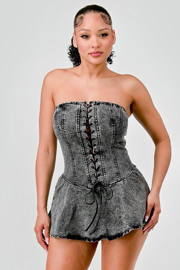 “Buttercups” Denim Tube Dress