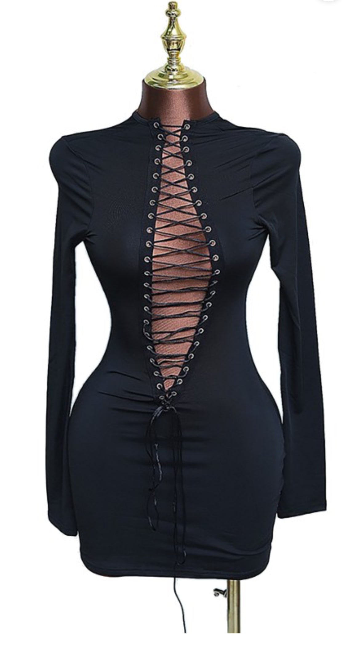 “Nightfall” Lace-Up Mini Dress