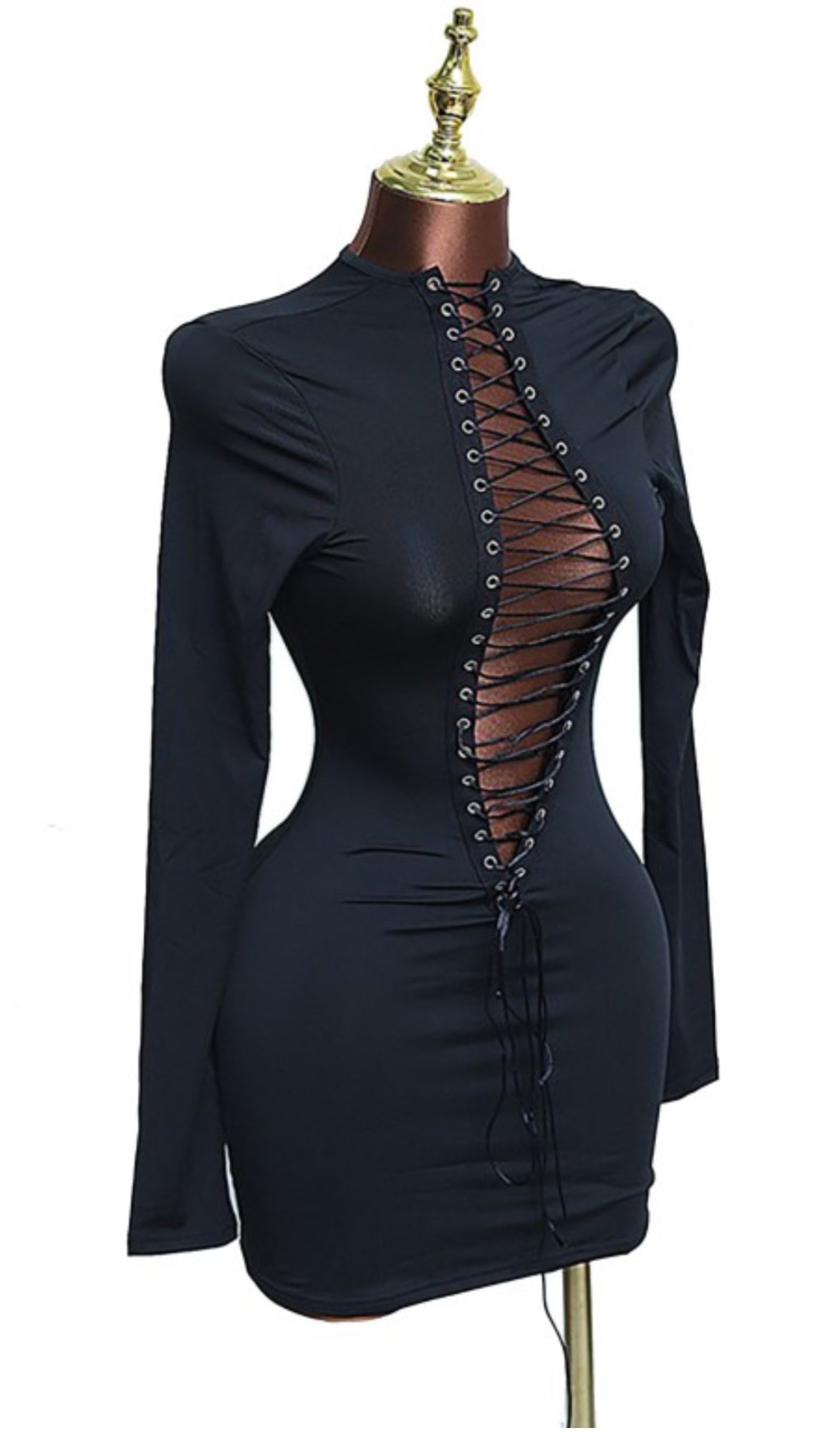 “Nightfall” Lace-Up Mini Dress