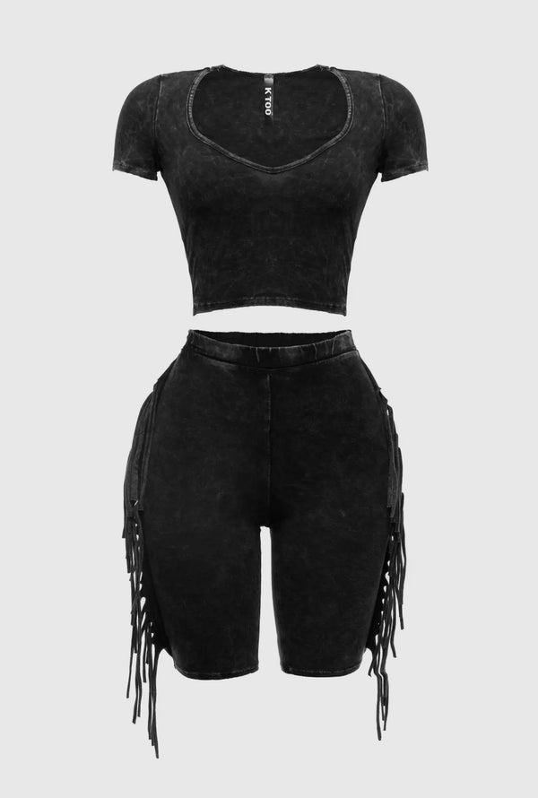 “Fringe” Biker Short Set