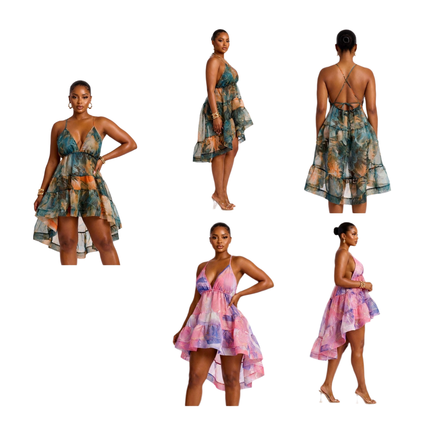 “Painted Paradise” High-Low Dress