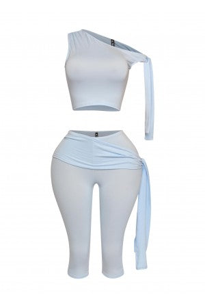 “Wrap It Up” One-Shoulder Capri Set