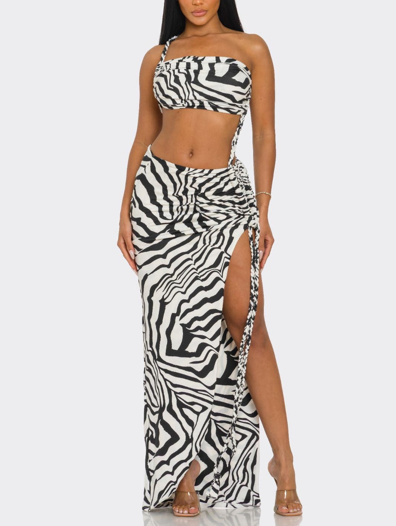 “Call of the Wild” Zebra Maxi Dress
