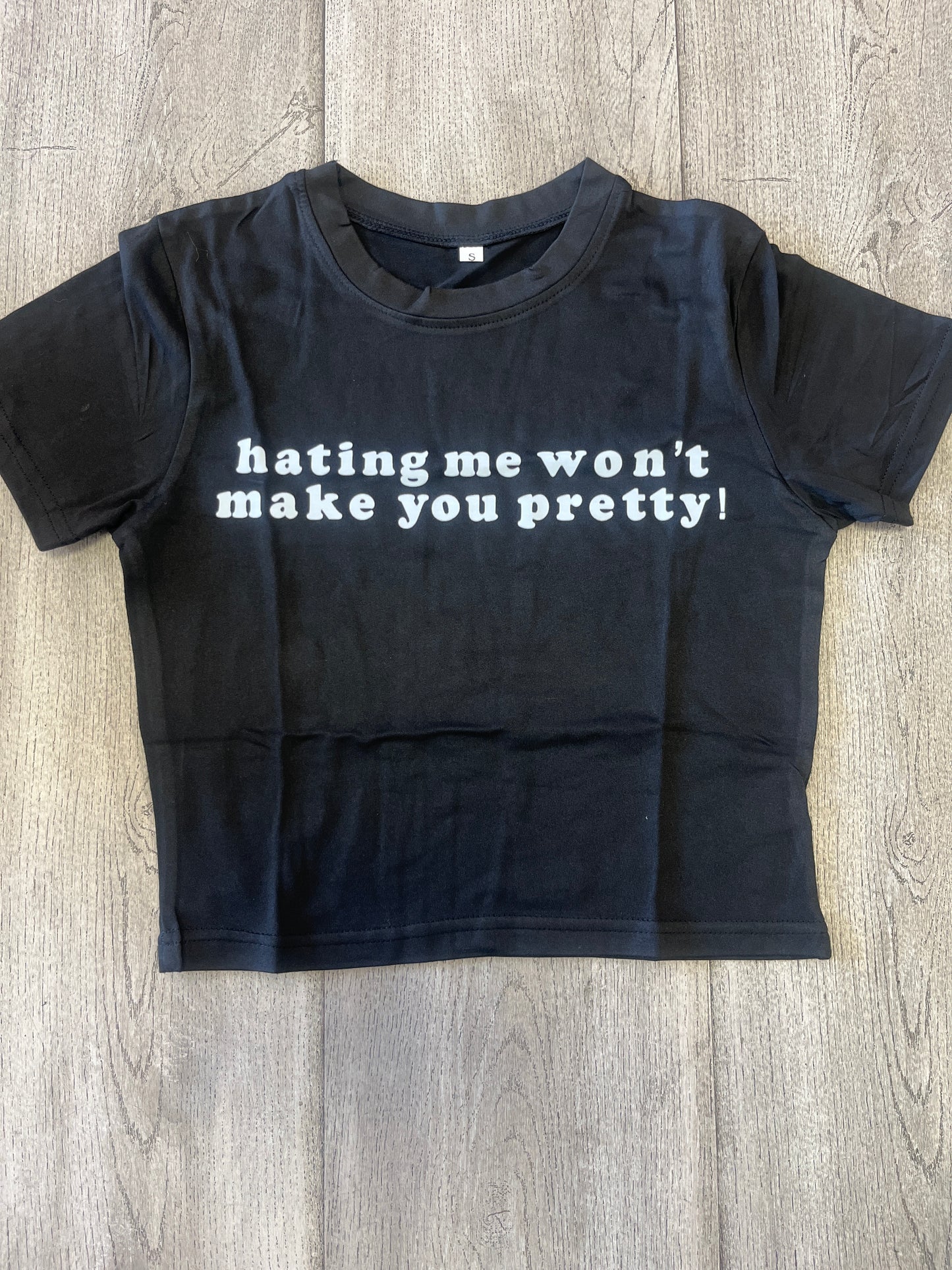 “Hating Me Won’t Help” Graphic Crop Tee