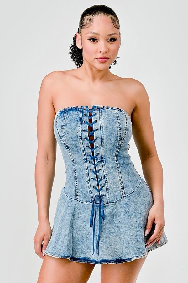 “Buttercups” Denim Tube Dress