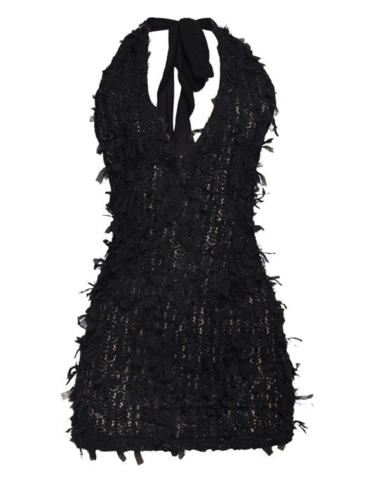 “Midnight Temptation” Halter Mini Dress