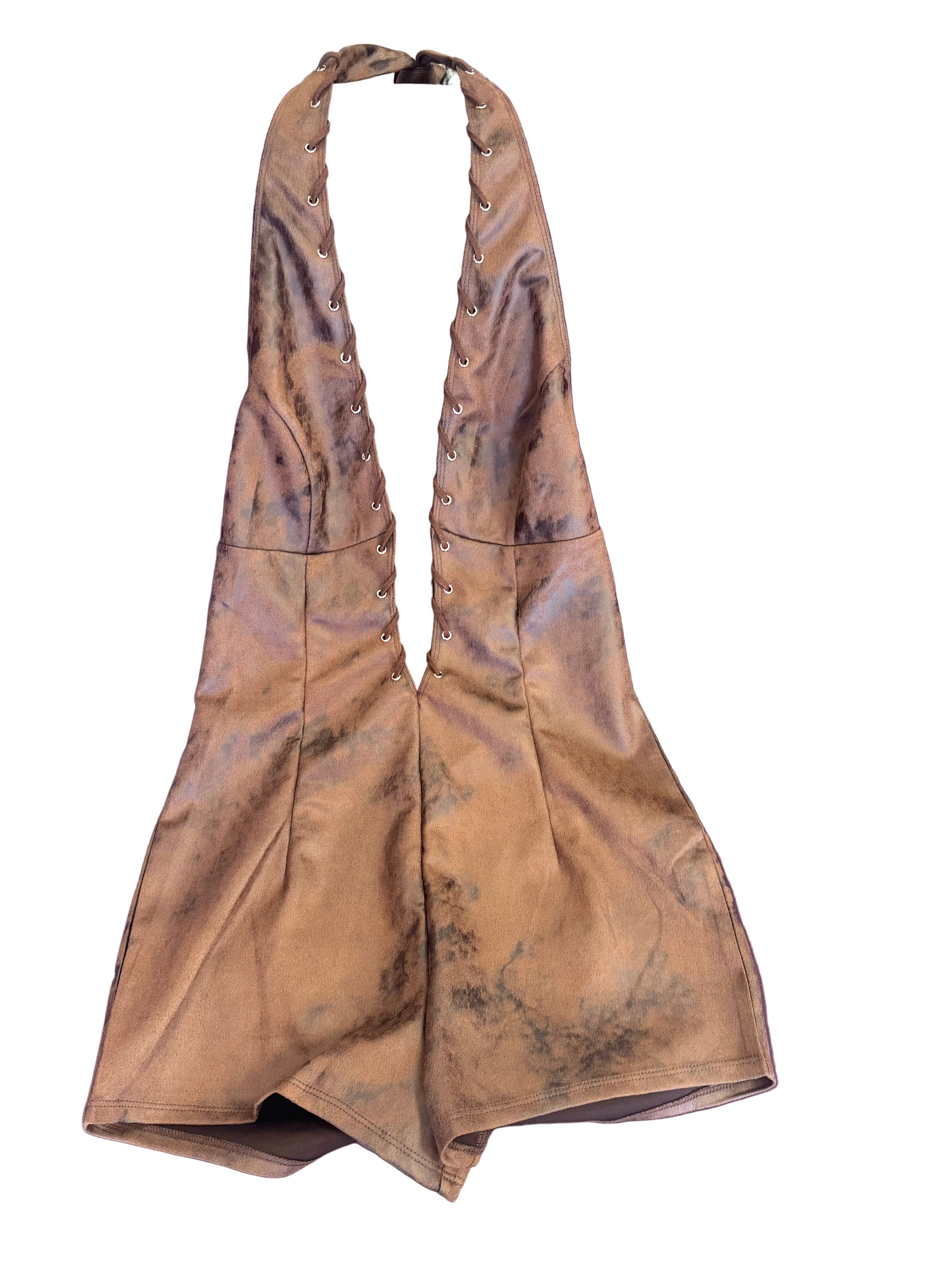 “Mocha Muse” Suede Halter Romper