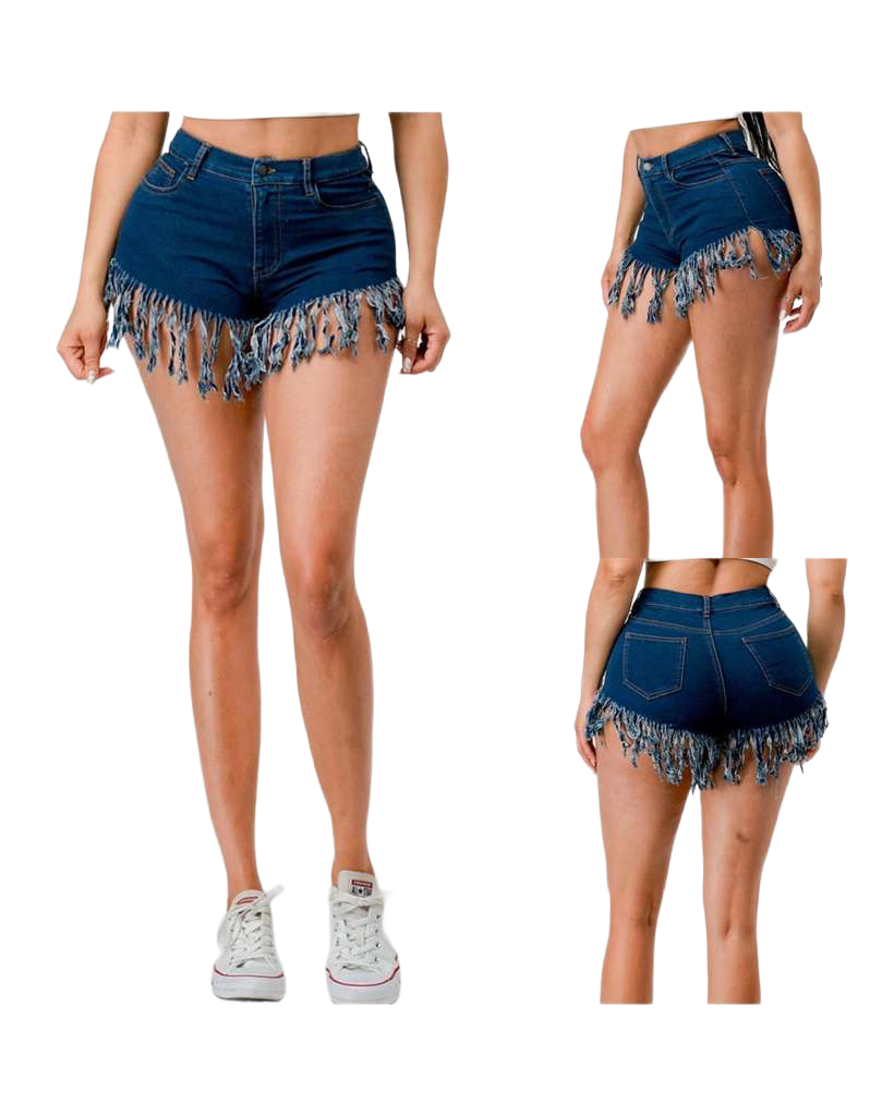 “Wild Side” Fringe Denim Shorts