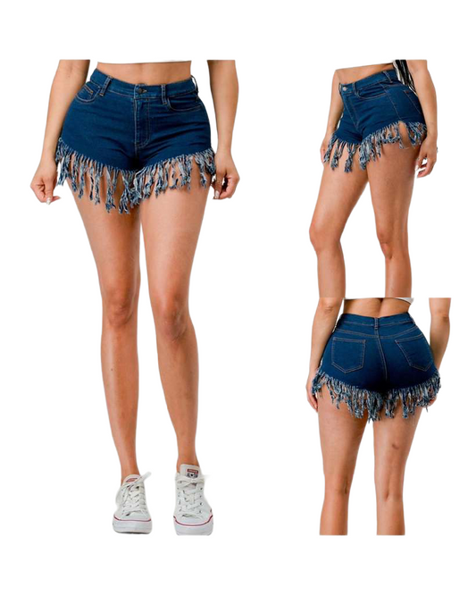 “Wild Side” Fringe Denim Shorts