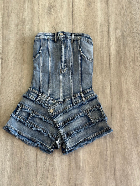 “Flyy Girl Stacked” Denim Romper