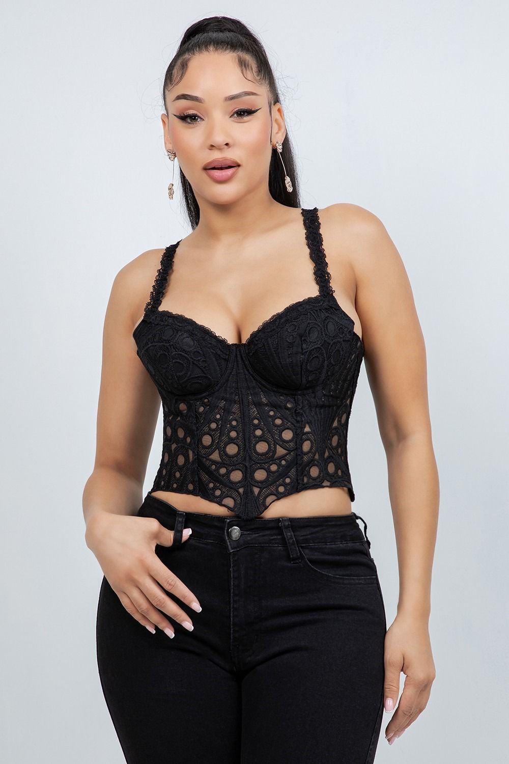 “Noir Hour” Lace Corset Top