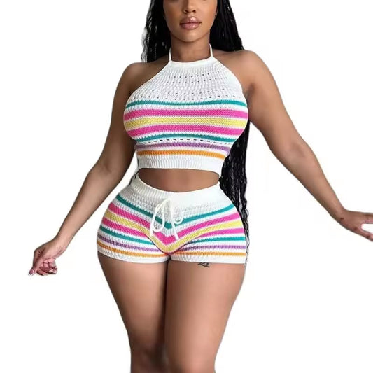 “Sunset Sorbet” Crochet Short Set