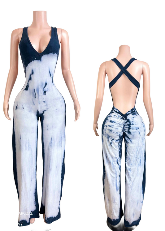 “Indigo Mist” Crossback Jumpsuit