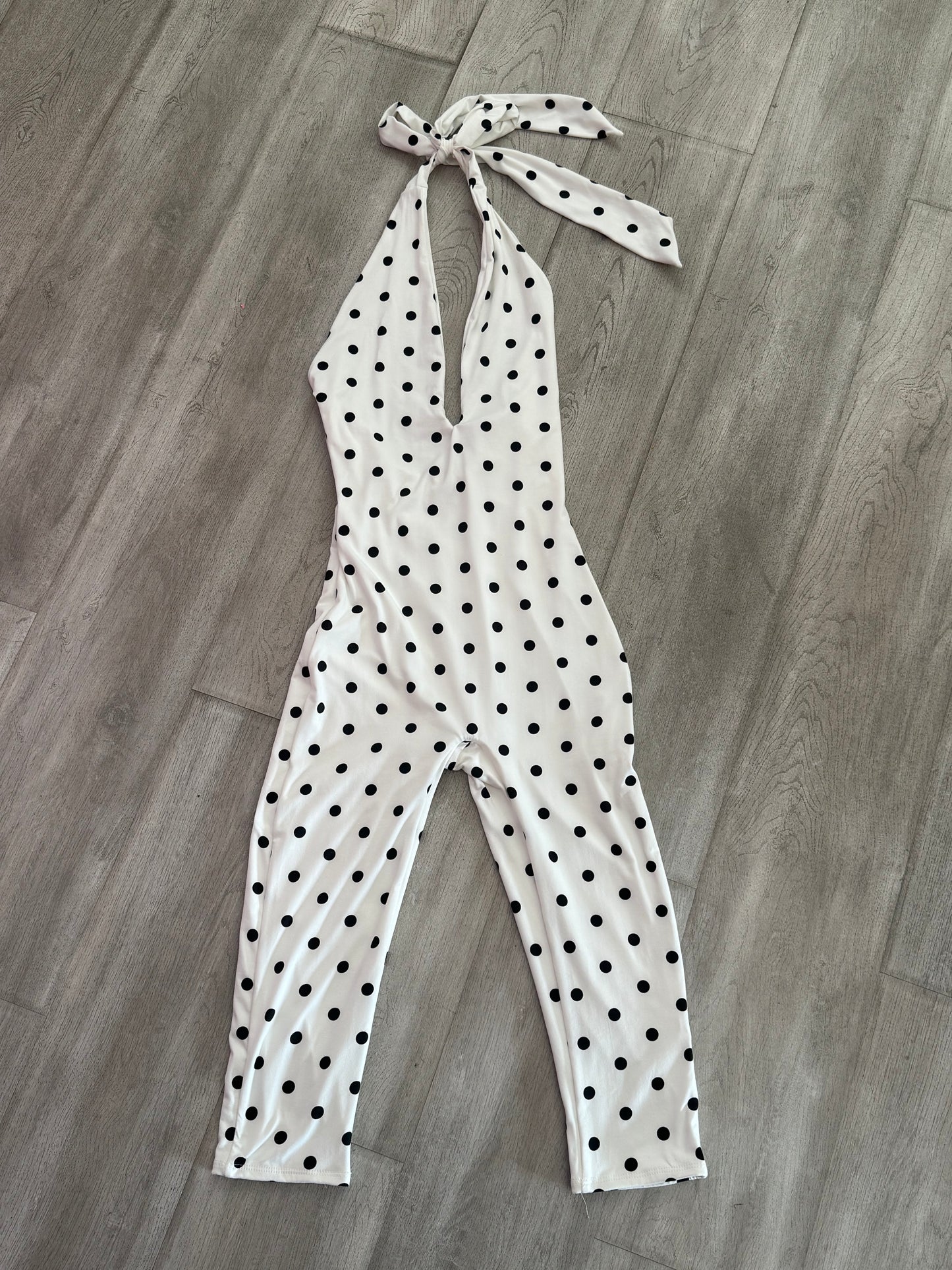“Monroe Muse” Polka Dot Capri Jumpsuit