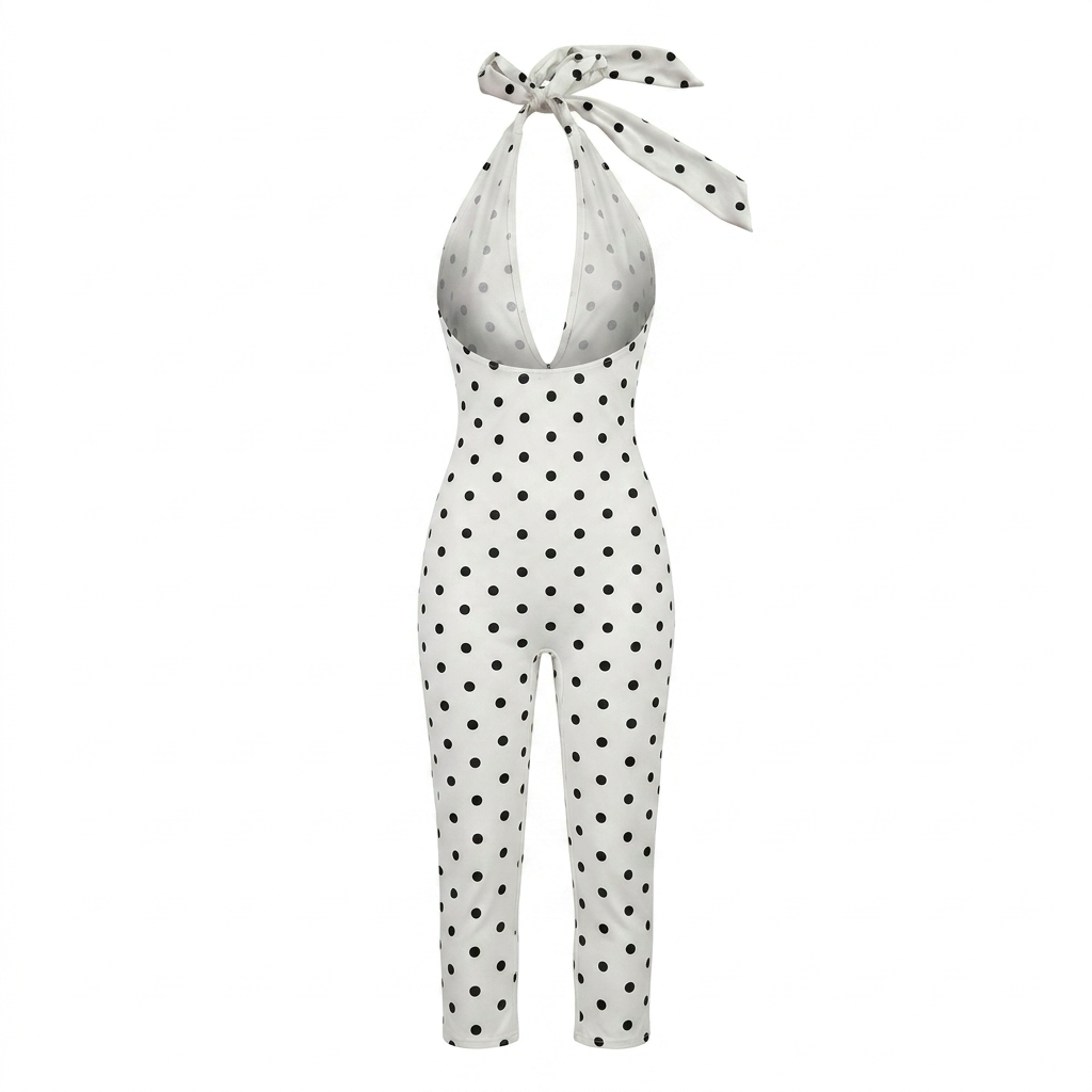 “Monroe Muse” Polka Dot Capri Jumpsuit