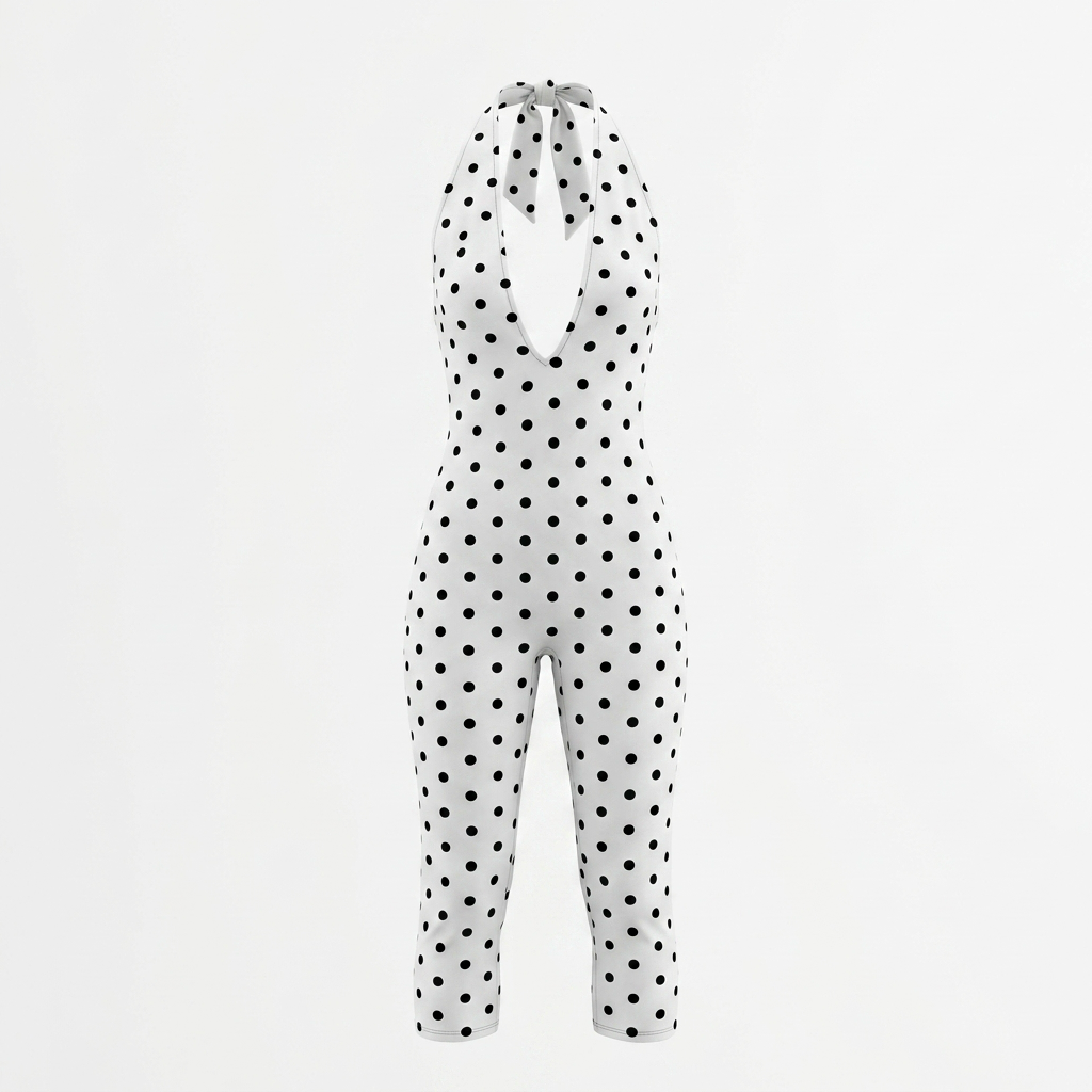 “Monroe Muse” Polka Dot Capri Jumpsuit