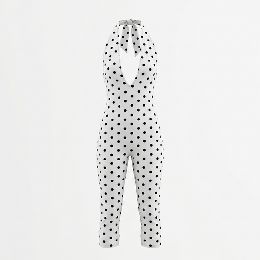 “Monroe Muse” Polka Dot Capri Jumpsuit