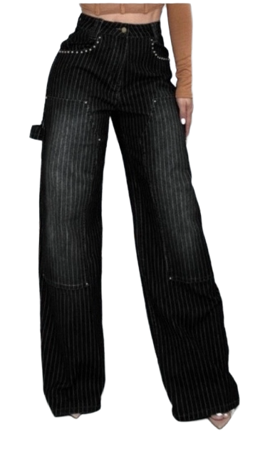 “Bossed Up” Pinstripe Carpenter Jeans