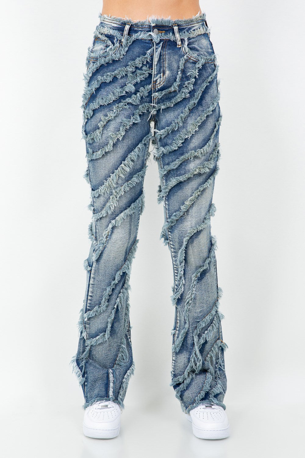 “Fray Play” Distressed Denim Jeans