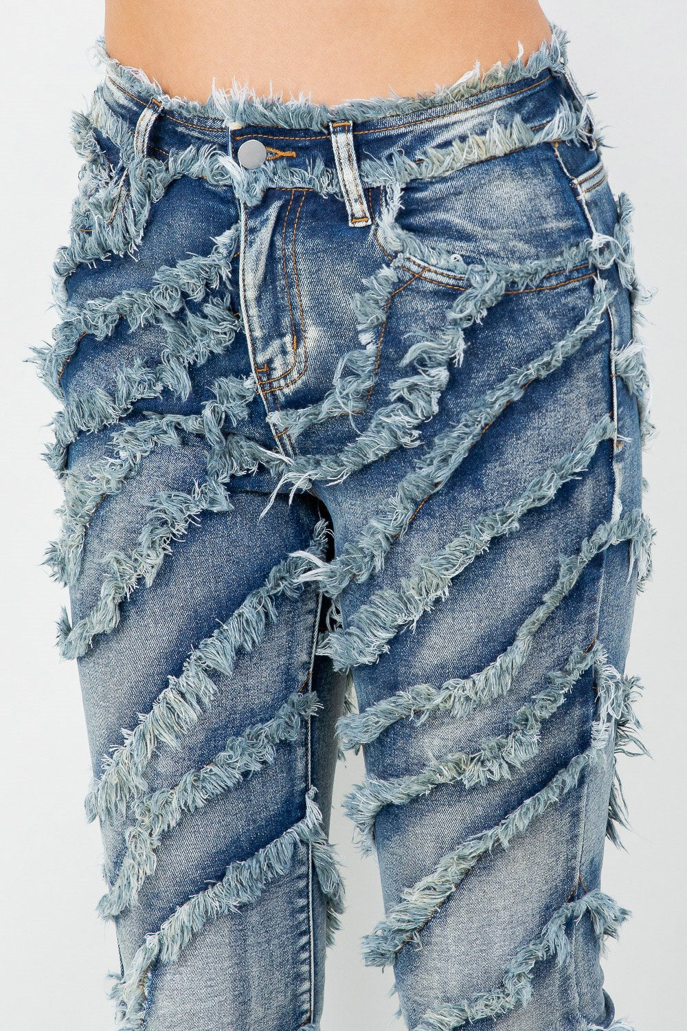 “Fray Play” Distressed Denim Jeans