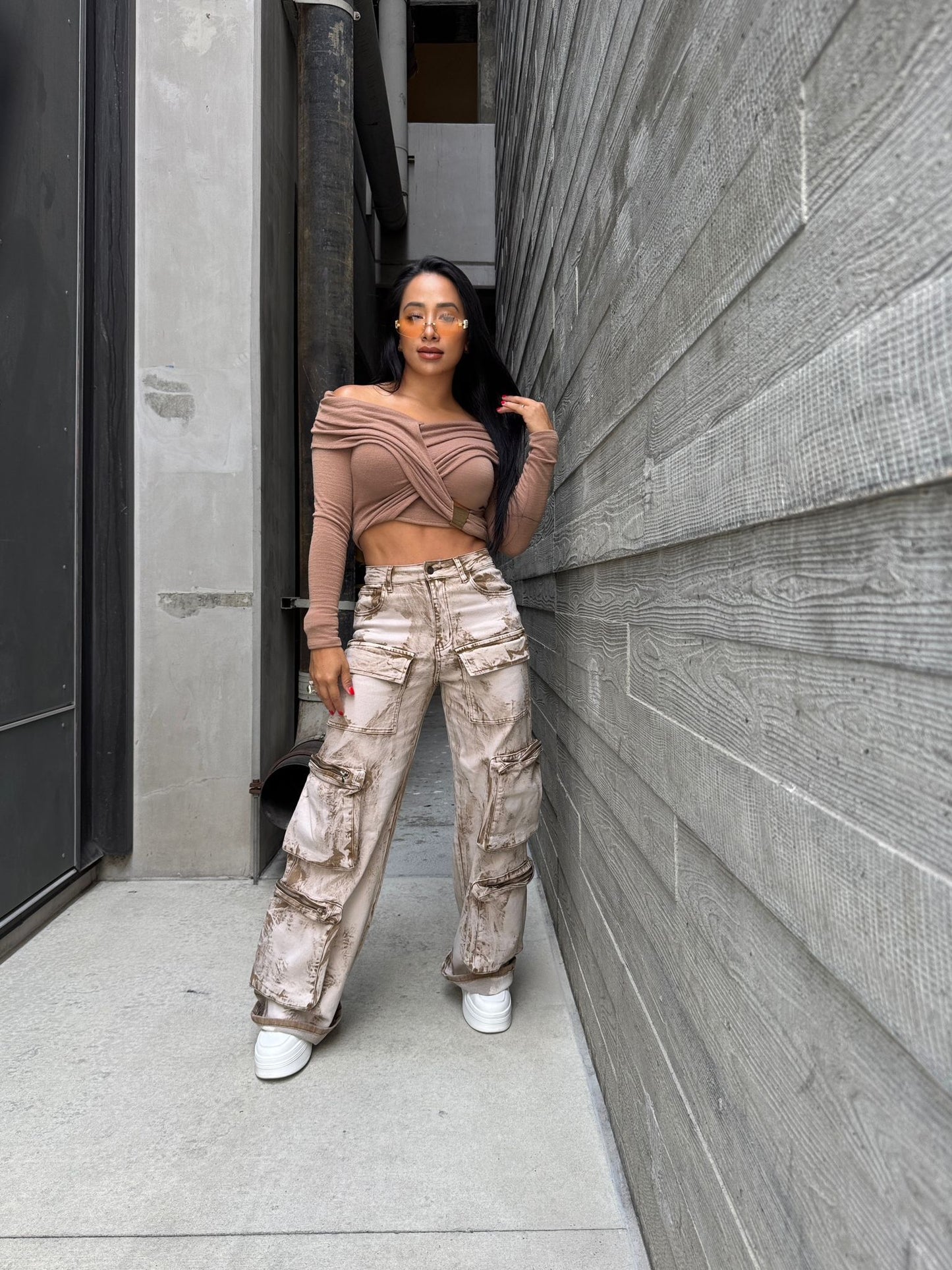 “Mocha Mirage” Cargo Jeans