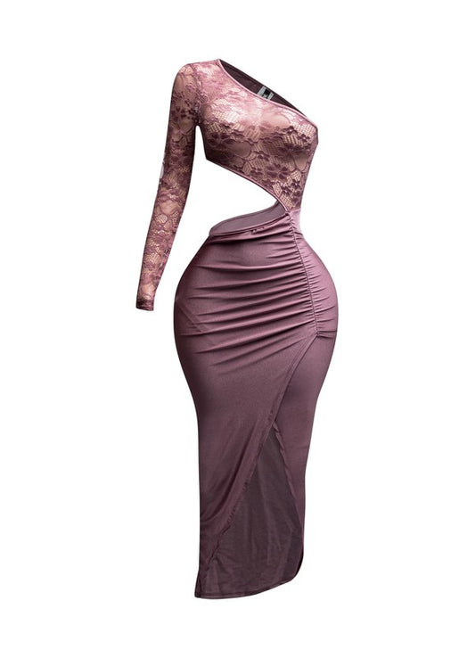 “Rosé Seduction” Lace Cutout Dress
