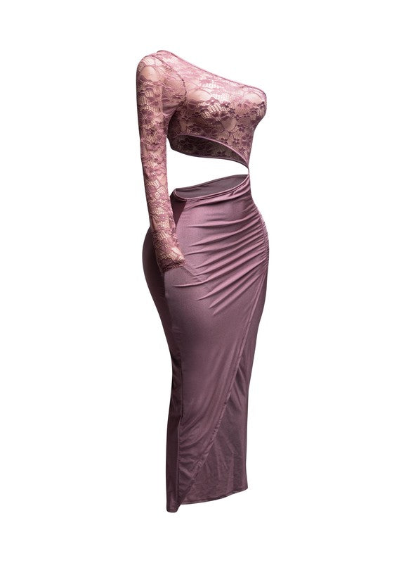 “Rosé Seduction” Lace Cutout Dress