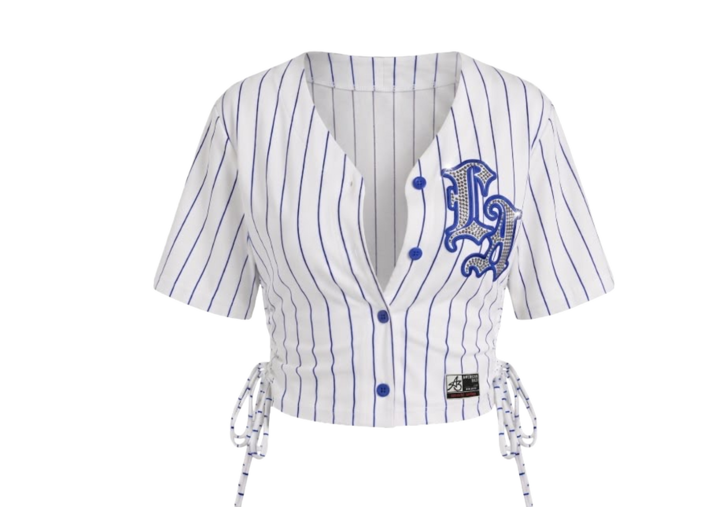 “Diamond League” Rhinestone Baseball Jersey Top