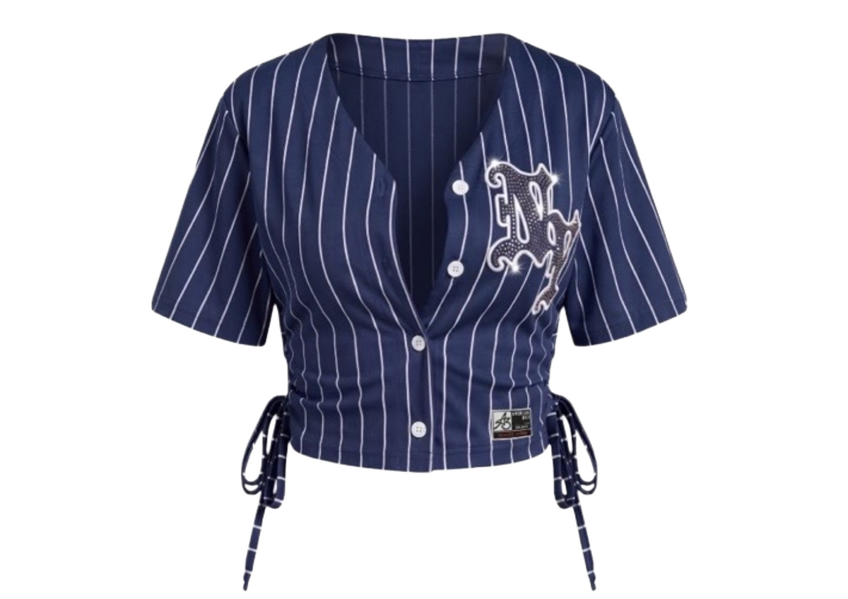 “Diamond League” Rhinestone Baseball Jersey Top