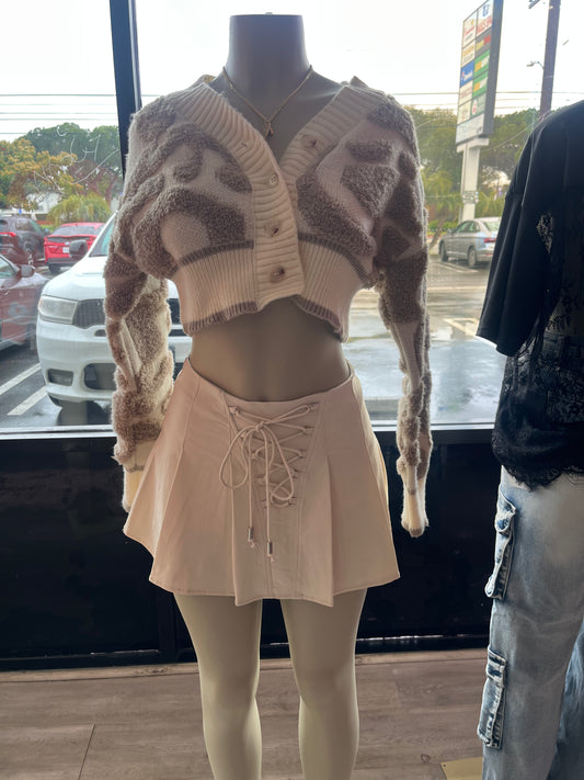“Lace Me Up” Pleated Mini Skirt