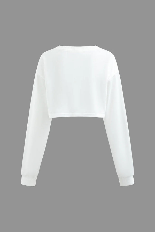 "Graphic" Long Sleeve Crop Top