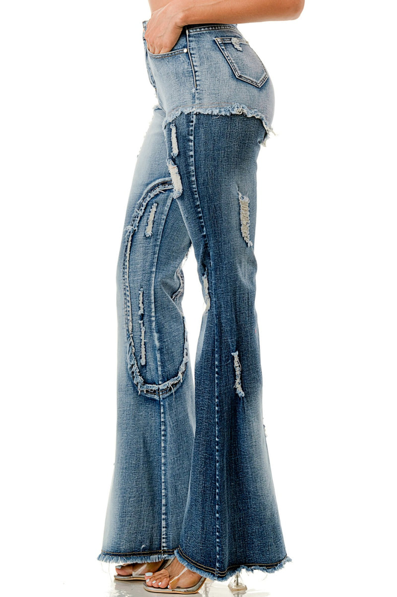 “Remix Me” Patchwork Flare Jeans