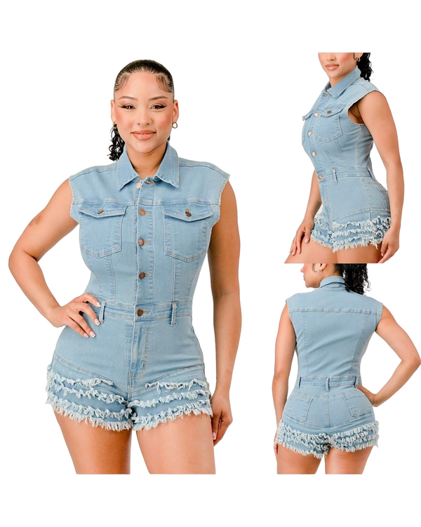 “Denim Diva” Fringe Romper