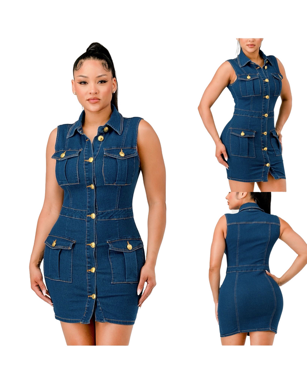 “Pocket Full of Style” Denim Mini Dress