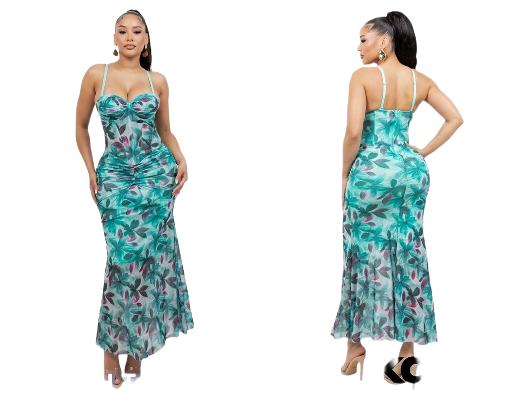 “Blossom Muse Corset” Maxi Dress