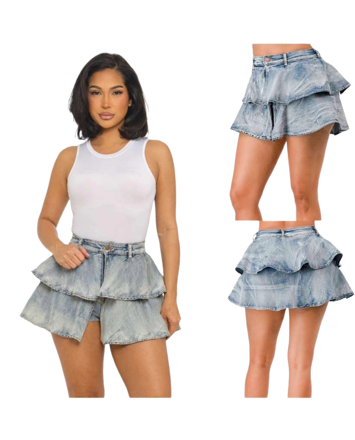 “Denim Doll” Ruffle Skort